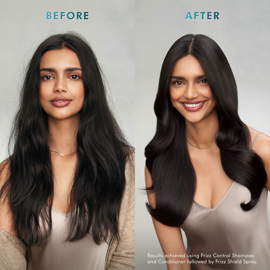 Frizz Control Shampoo og Conditioner Før og efter modelbilleder